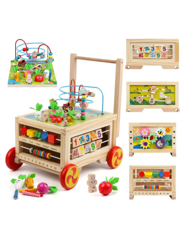 Cubo de Actividad de Madera 7 en 1 FOPNETS para Bebés 1+ Años