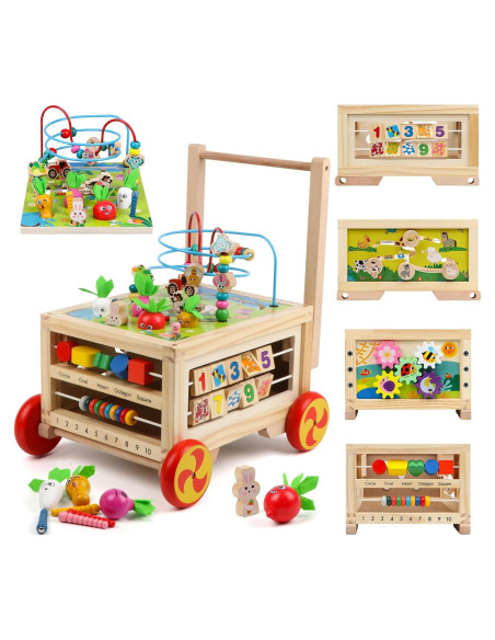 Cubo de Actividad de Madera 7 en 1 FOPNETS para Bebés 1+ Años