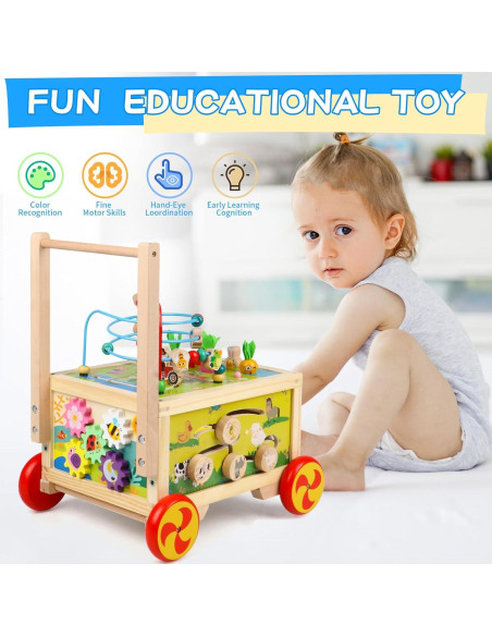 Cubo de Actividad de Madera 7 en 1 FOPNETS para Bebés 1+ Años