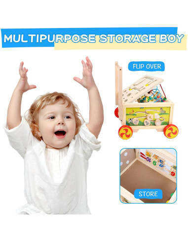 Cubo de Actividad de Madera 7 en 1 FOPNETS para Bebés 1+ Años