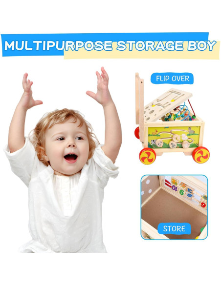 Cubo de Actividad de Madera 7 en 1 FOPNETS para Bebés 1+ Años