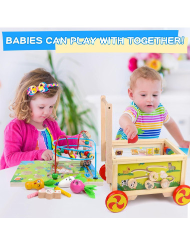 Cubo de Actividad de Madera 7 en 1 FOPNETS para Bebés 1+ Años