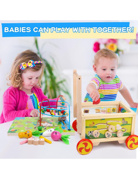 Cubo de Actividad de Madera 7 en 1 FOPNETS para Bebés 1+ Años