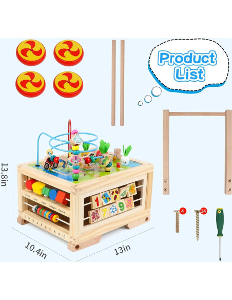 Cubo de Actividad de Madera 7 en 1 FOPNETS para Bebés 1+ Años