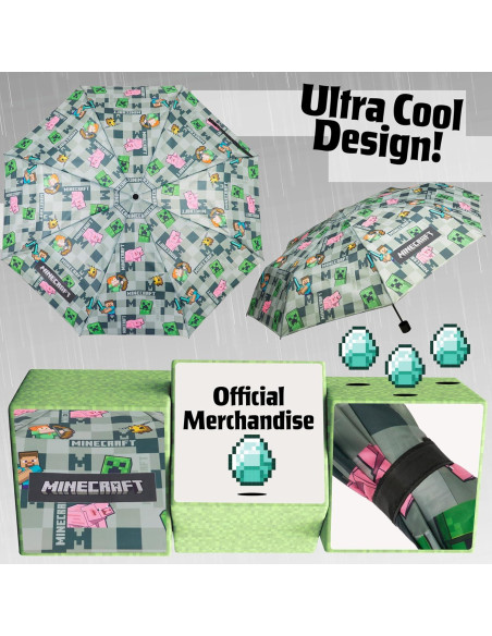 Sombrilla Plegable Minecraft para Niños - Compacta y Ligera