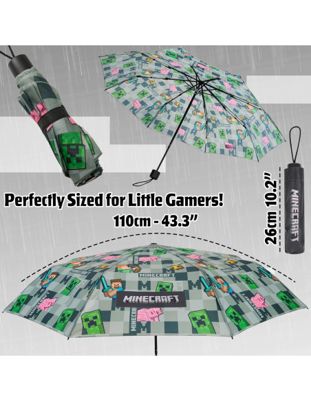 Sombrilla Plegable Minecraft para Niños - Compacta y Ligera