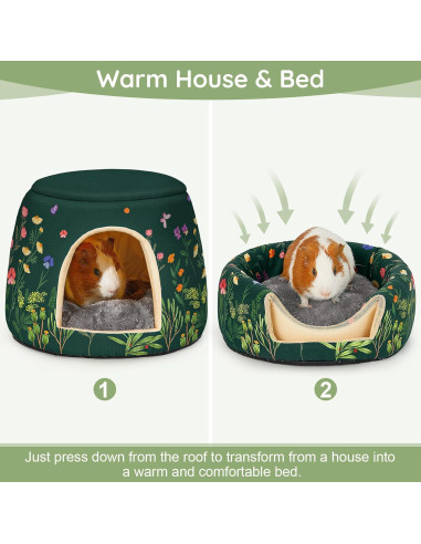 Cama 2 en 1 para Cobayas Glittme - Escondite Lavable 30 cm