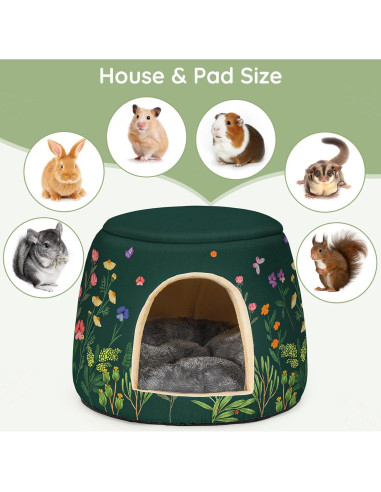 Cama 2 en 1 para Cobayas Glittme - Escondite Lavable 30 cm