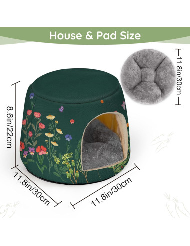 Cama 2 en 1 para Cobayas Glittme - Escondite Lavable 30 cm