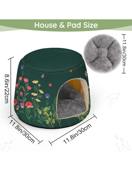 Cama 2 en 1 para Cobayas Glittme - Escondite Lavable 30 cm