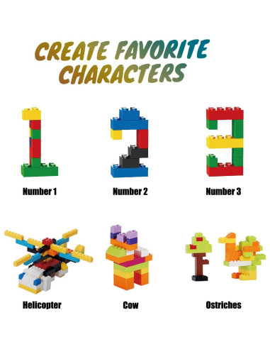 1500 Piezas Ladrillos de Construcción HUIZDQ Multicolor