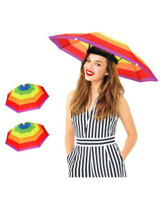 Sombrero Paraguas 2 Pzs Coloridos Ajustable para Niños y Adultos