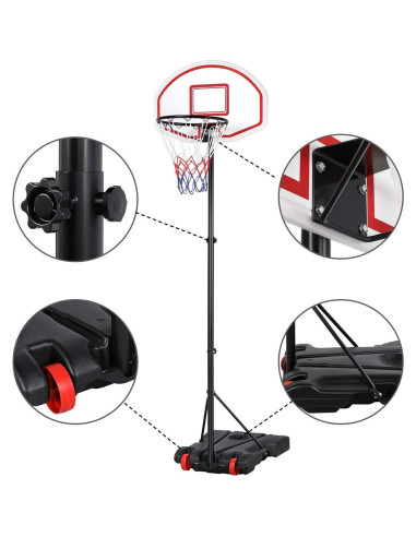 Aro de Baloncesto Portátil Yaheetech Ajustable 1.58-2.13m