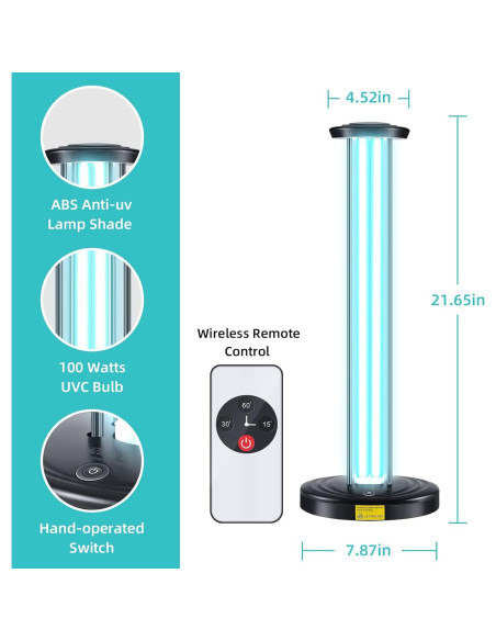 Purificador de Aire UV 100W JTAPURE, Desinfección Eficaz