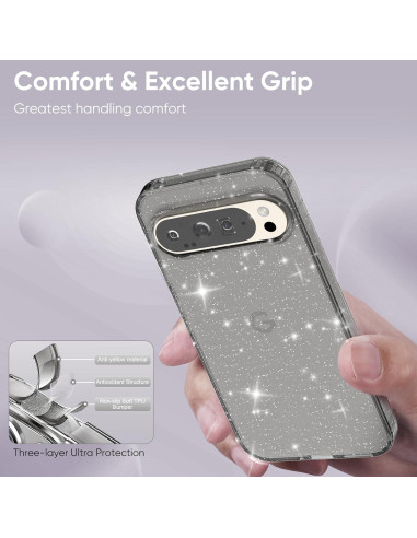 Funda Transparente Brillante Tuokiou para Google Pixel 8 - Negro