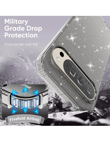 Funda Transparente Brillante Tuokiou para Google Pixel 8 - Negro