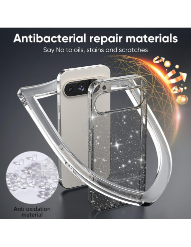 Funda Transparente Brillante Tuokiou para Google Pixel 8 - Negro