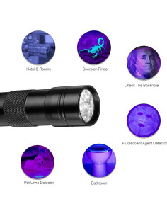 Linterna UV SLTG2020 12 LED Luz Negra 395 nm Compacta 2