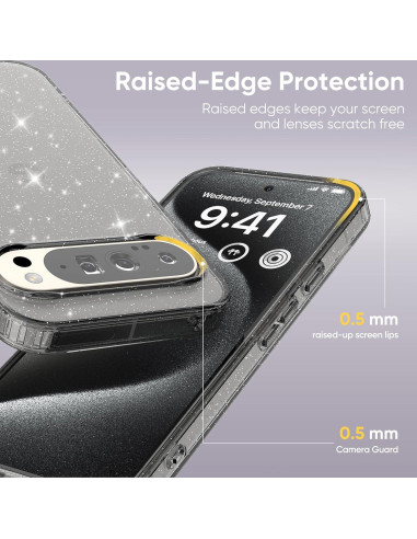 Funda Transparente Brillante Tuokiou para Google Pixel 8 - Negro