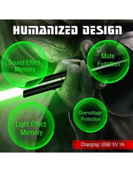 Sable de Luz RGB 72.9 cm Recargable USB con Sonido