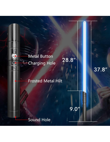 Sable de Luz RGB 72.9 cm Recargable USB con Sonido