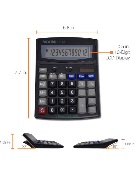Calculadora de Escritorio VICTOR 1190 LCD 12 Dígitos