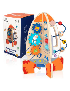 Cubo de Actividades de Madera D DAKIN Cohete 30x21 cm