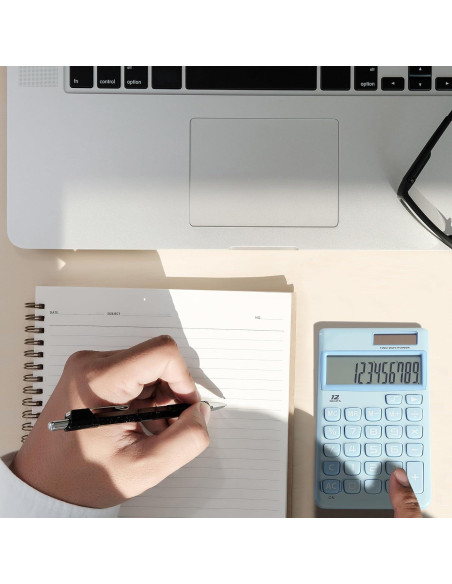 Calculadora Mr. Pen 12 Dígitos Solar Azul Claro Compacta