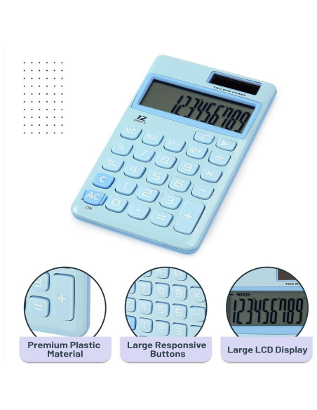 Calculadora Mr. Pen 12 Dígitos Solar Azul Claro Compacta
