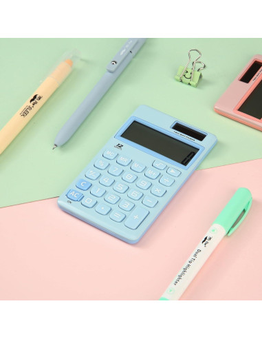 Calculadora Mr. Pen 12 Dígitos Solar Azul Claro Compacta