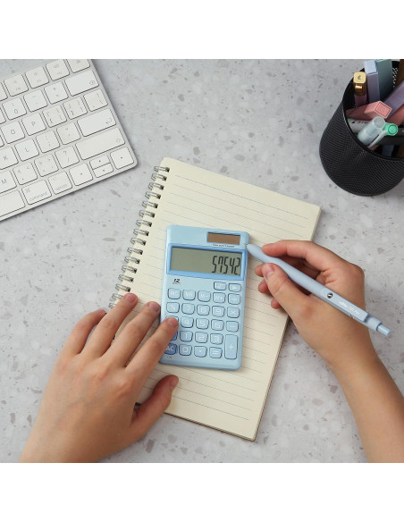 Calculadora Mr. Pen 12 Dígitos Solar Azul Claro Compacta