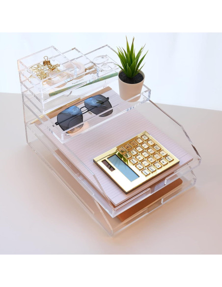 Calculadora Acrílica Oro JQYY con Soporte y Pantalla LCD