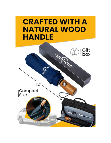 Sombrilla Plegable Automática Azul Marino a Prueba de Viento