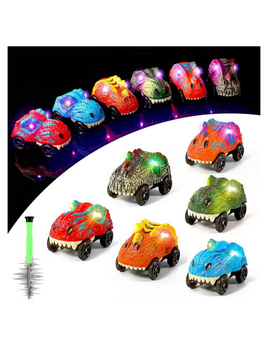 Coches de Pista de Dinosaurio Save Unicorn - 6 Unidades LED