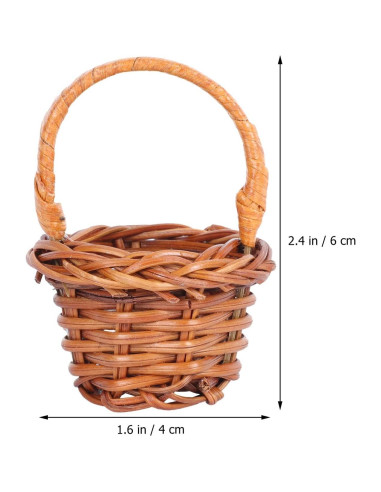 10 Cestos Tejidos Mini de Mimbre Angoily 6x4cm Decoración
