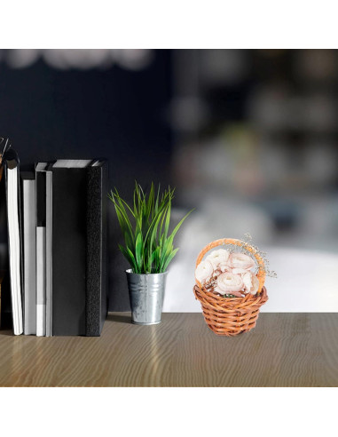 10 Cestos Tejidos Mini de Mimbre Angoily 6x4cm Decoración