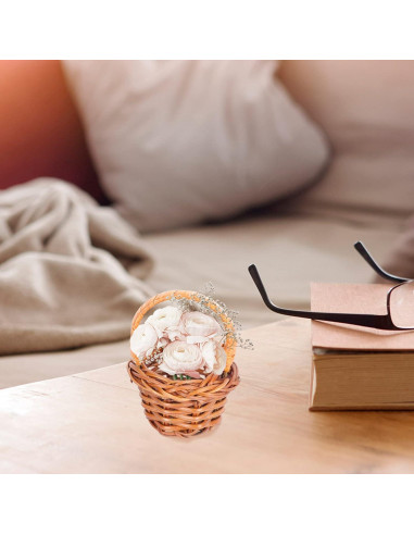 10 Cestos Tejidos Mini de Mimbre Angoily 6x4cm Decoración