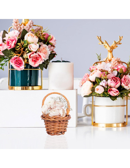 10 Cestos Tejidos Mini de Mimbre Angoily 6x4cm Decoración