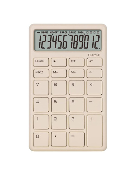 Calculadora UNIONE Beige de Bolsillo y Escritorio LCD