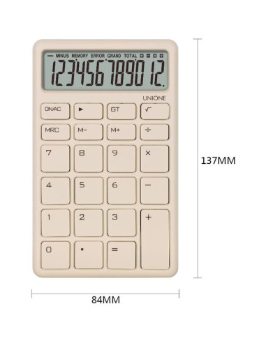 Calculadora UNIONE Beige de Bolsillo y Escritorio LCD