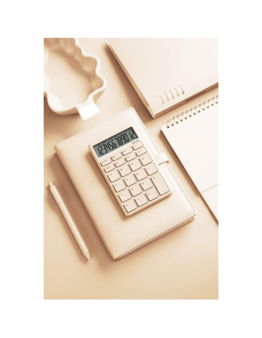 Calculadora UNIONE Beige de Bolsillo y Escritorio LCD