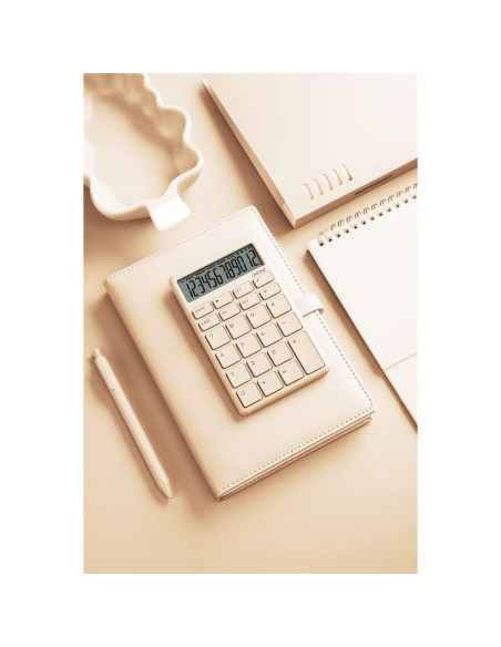 Calculadora UNIONE Beige de Bolsillo y Escritorio LCD
