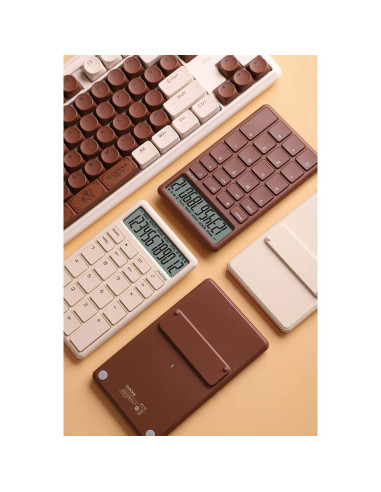 Calculadora UNIONE Beige de Bolsillo y Escritorio LCD