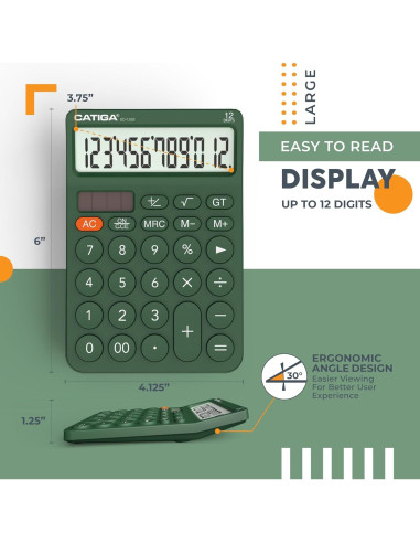 Calculadora de Escritorio CATIGA SD-1292 12 Dígitos Solar