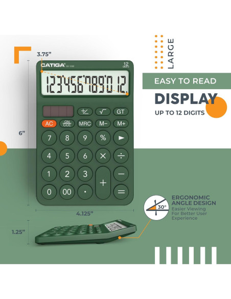 Calculadora de Escritorio CATIGA SD-1292 12 Dígitos Solar