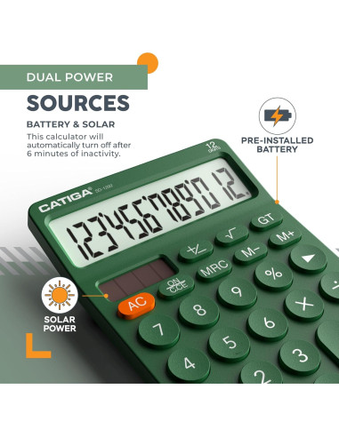 Calculadora de Escritorio CATIGA SD-1292 12 Dígitos Solar