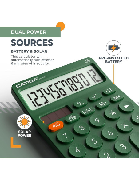 Calculadora de Escritorio CATIGA SD-1292 12 Dígitos Solar