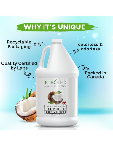 Aceite de Coco Fraccionado PUROLEO 1900 ML 100% Natural