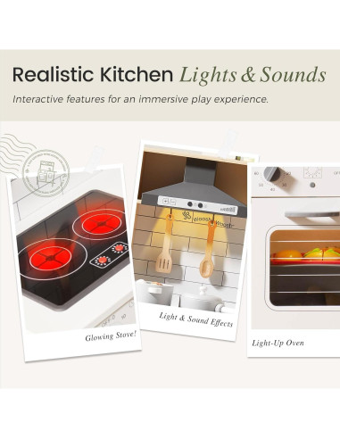 Cocina de Juguete de Madera Tiny Land con Luces y Sonidos