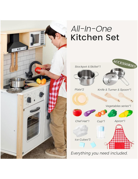 Cocina de Juguete de Madera Tiny Land con Luces y Sonidos Cocina de Juguete de Madera Tiny Land con Luces y Sonidos